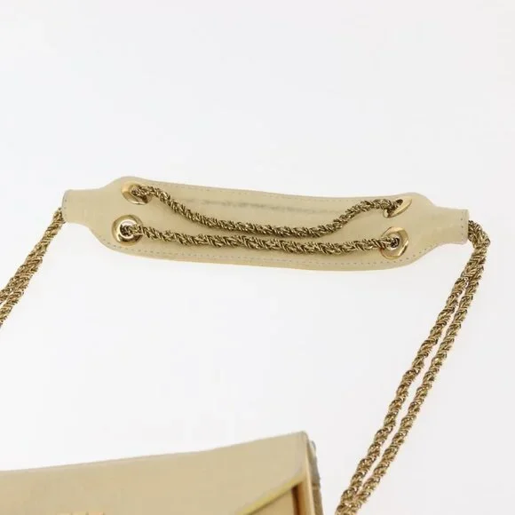 Authentic Chloe Sally Shoulder Bag Leather Beige Gold